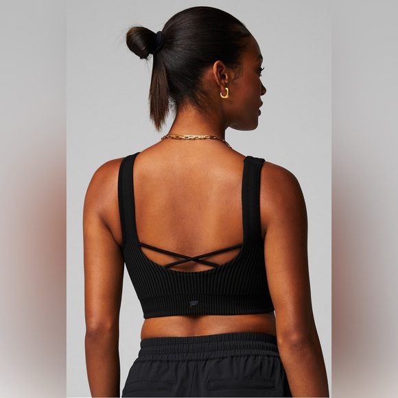 Fabletics Cloud Seamless Strappy Sports Bra in Black - Picture 1 of 6